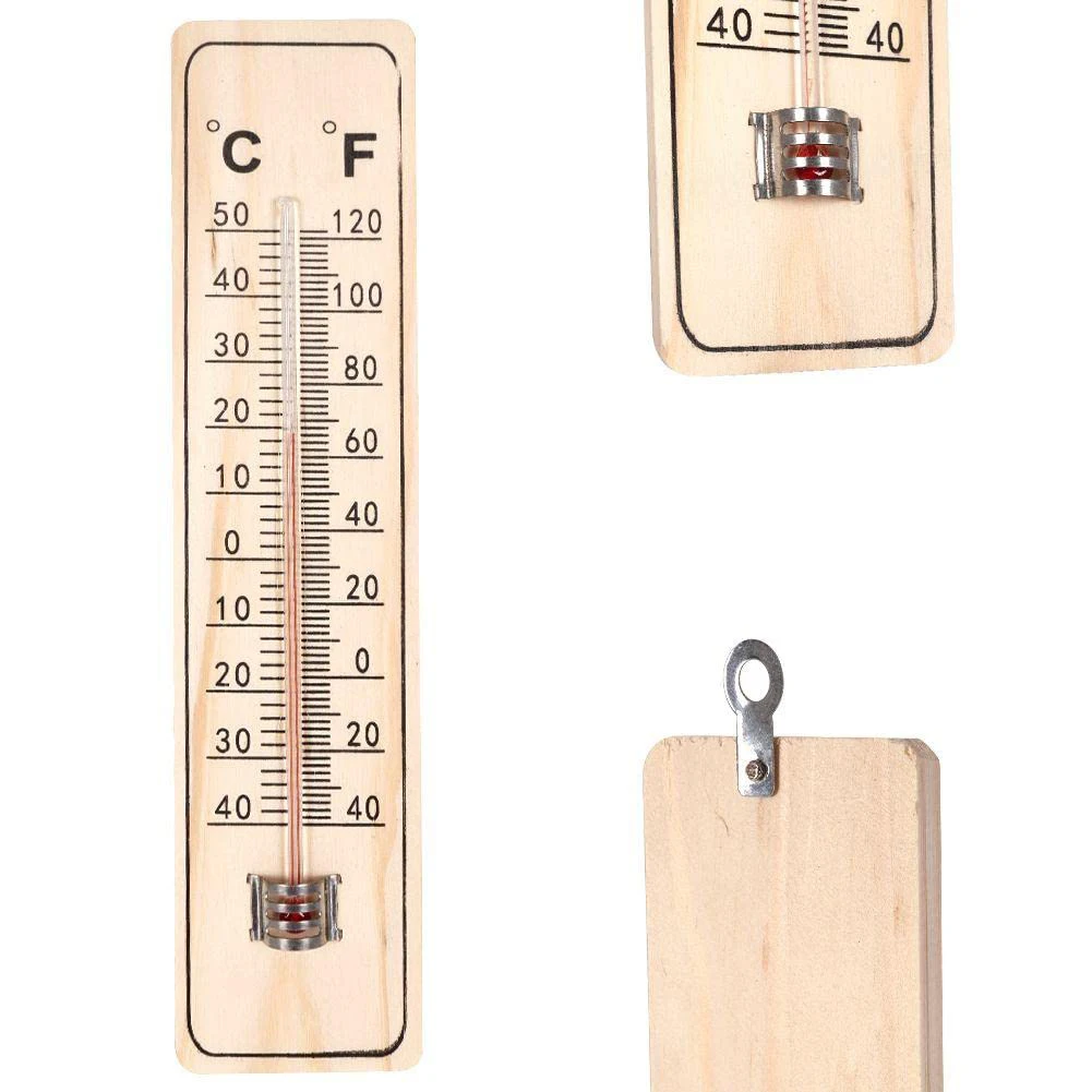 Garden Thermometer Set Outdoor Indoor Wood Outdoor Thermometers Wall Hung Thermometer Clear Digit Hanging Hole