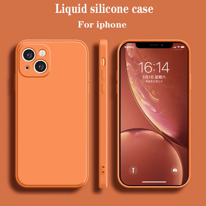 Bunte Luxus-Telefonabdeckung aus flüssigem Silikon für iPhone 13 12 Mini 11 14 Pro Hülle 7 8 14 Plus SE 2020 X XS Max XR Soft Back Case