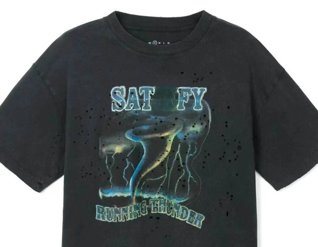 SATFY 26ss New  MothTech Running Ripped Short Sleeve T-Shirt