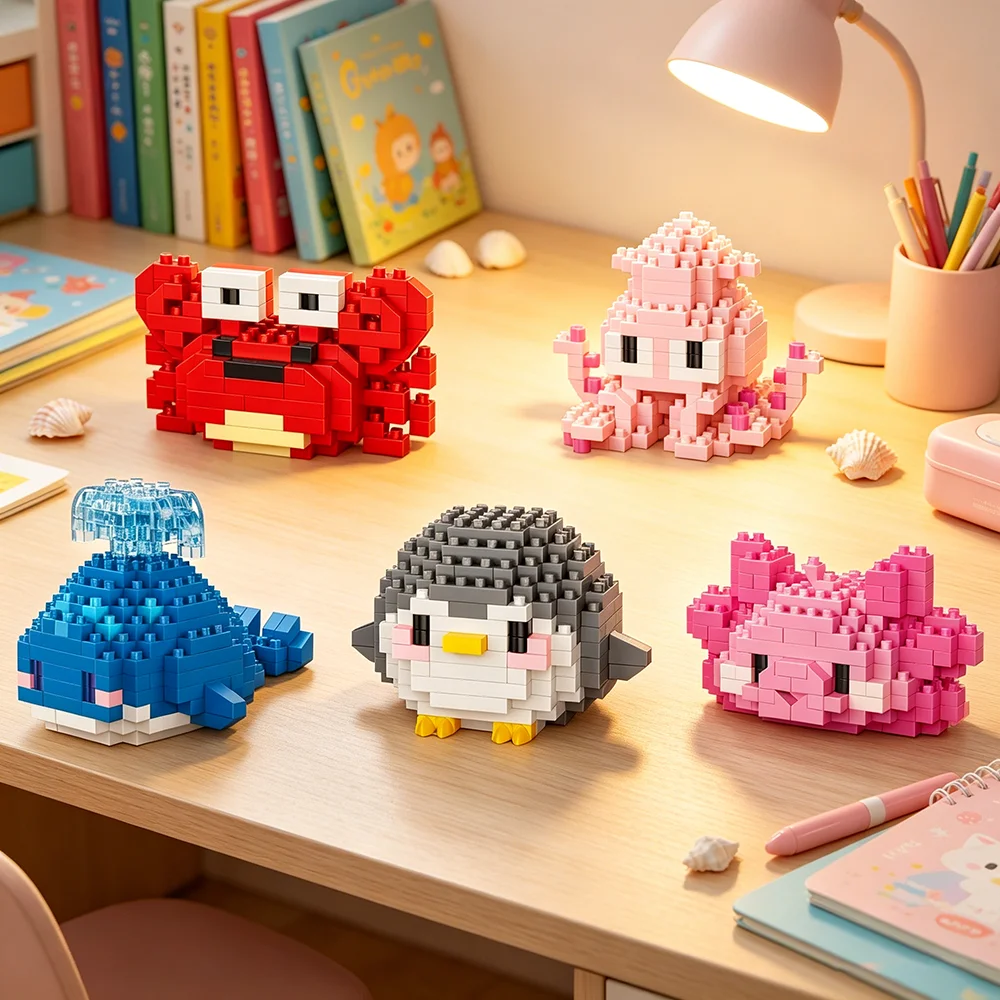 Creative Marine Life Mini Building Blocks Adults Ocean Animal Model Building Set Birthday Christmas Gift for Adults Learning ﻿