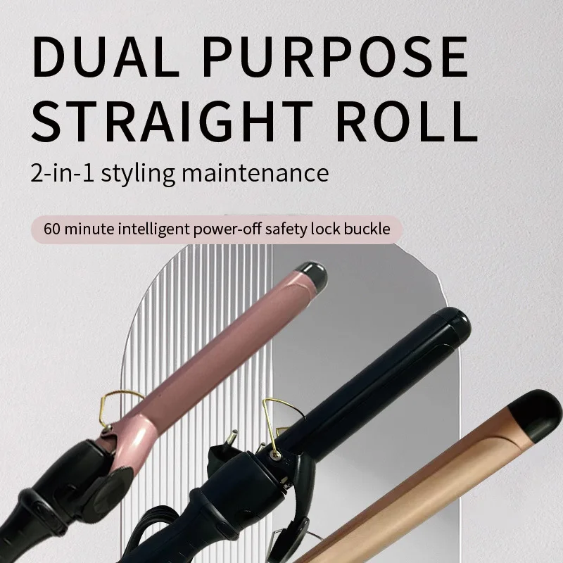 

25Mm curling iron - Dual voltage curls for beach waves and spiral curls, ceramic curls with temperature control