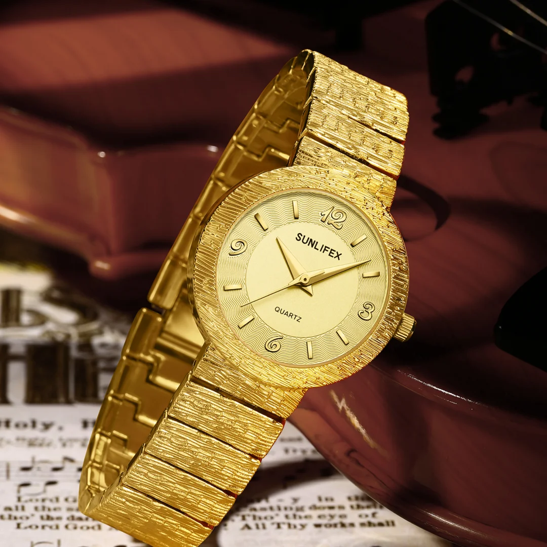 Sunlifex Luxury Gold Sliver Watch for Women Stainless Steel Business Quartz Wristwatch Ladies Watches Female Clock Reloj Mujer