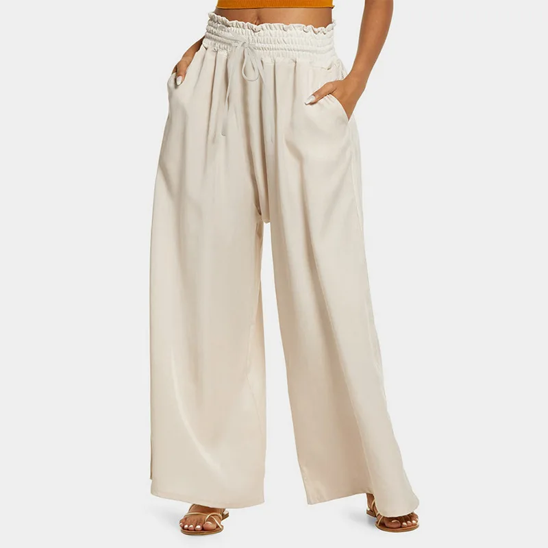 

2023 Summer Fashion New Solid Color Loose Comfortable Casual High Waist Wide Leg Pants for Women