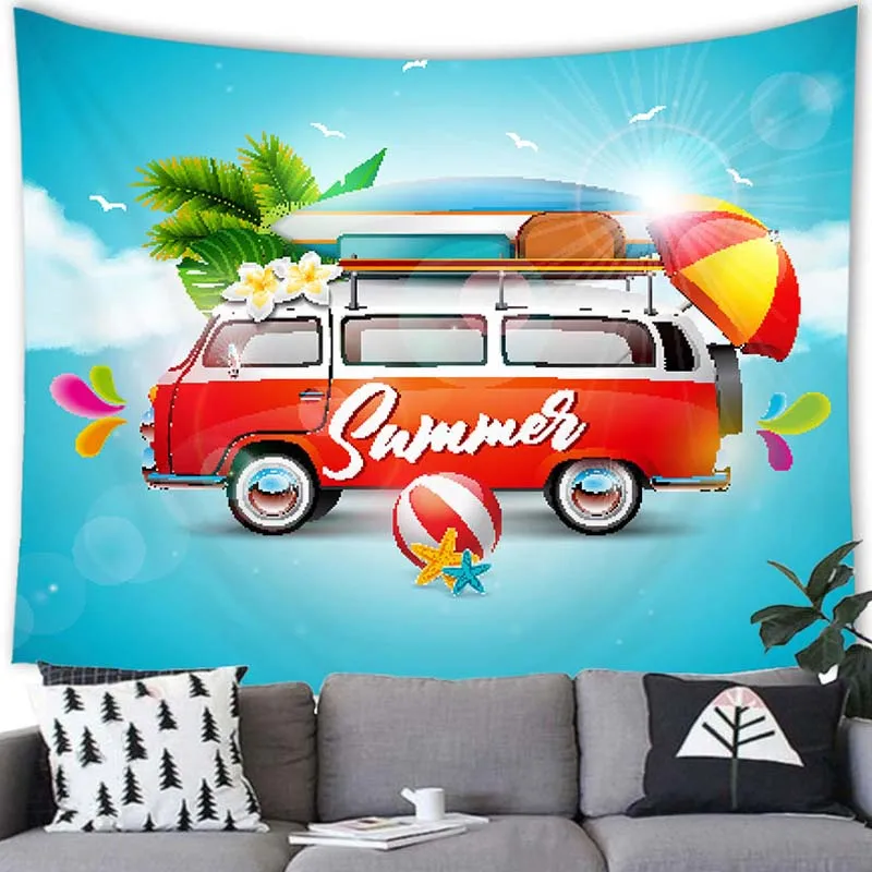 Creative Summer Time Tapestry Wall Hanging Summer Time Decor Tapestry Wall Hanging Party Home Decoration Summer Tapestry