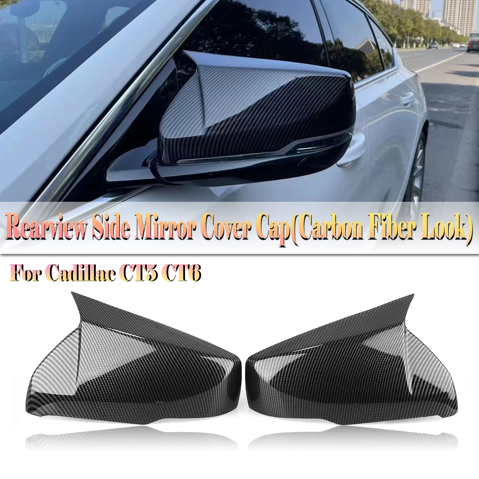 

Mirror Cover For Cadillac CT5 CT6 2019-2024 Sedan Side Rear View Cap Shell Replacement