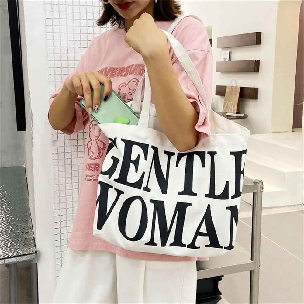 Women Shoulder Bags Birthday Gifts Stylish Personality Letter Travel Canvas Handbags Gentlewoman Large Capacity Tote Bags