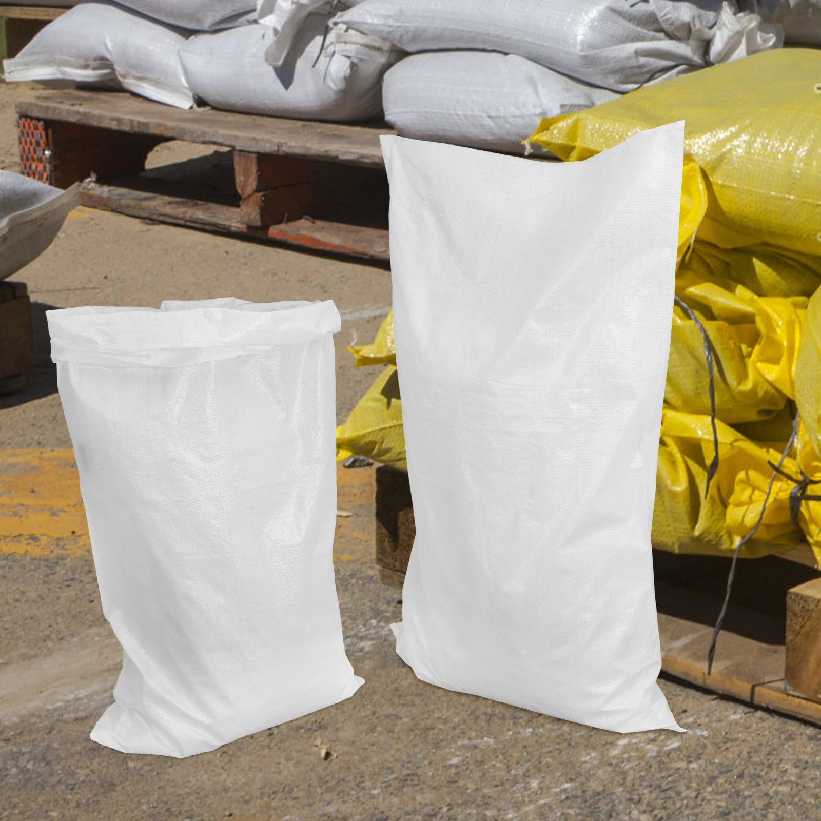 20 قطعة أكياس الرمل للحماية من الفيضانات الثقيلة أكياس منسوجة قابلة للتعبئة للفيضانات سعة كبيرة تخزين مقاوم للماء للاستخدام في حالات الطوارئ