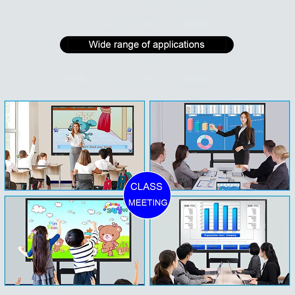 School Education LED Board Device All in One Pc Interactive Panel Riotouch 65 Inch Smart Tv Touch Screen Whiteboard Online Home