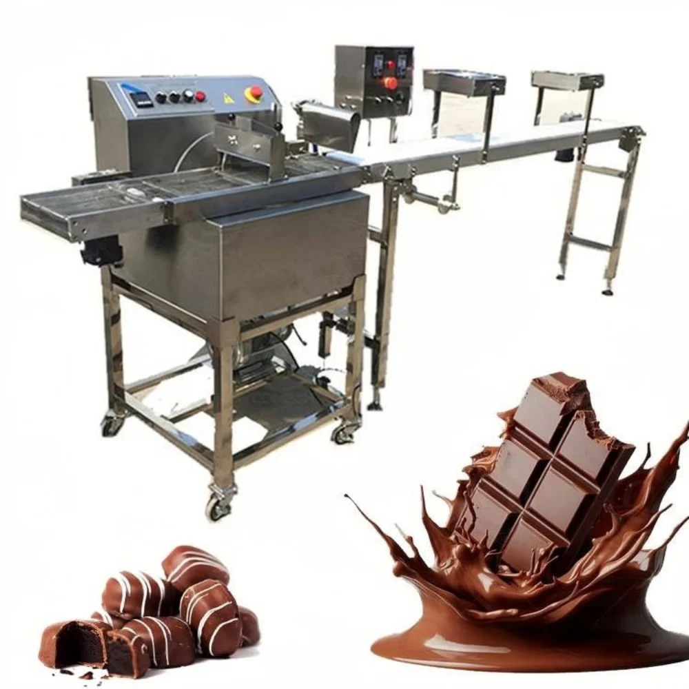 

Compact Mini Chocolate Coating Enrobing Machine Automatic Cooling System for Biscuit and Cake Production