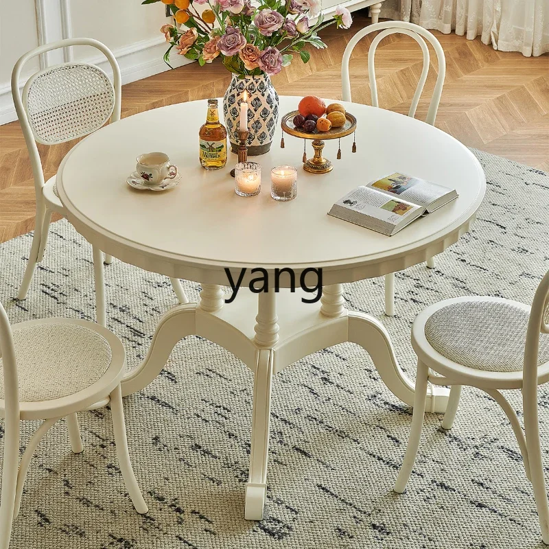 L'm solid wood round dining table white round 1.2 meters household dining table