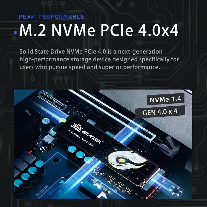 GUDGA Nvme m2 4.0 SSD 512GB 1TB Ssd M2 2280 PCIe 4.0 SSD Nmve Gen4 4000 MB/s Internal Solid State Drive Disk untuk Desktop untuk PS5