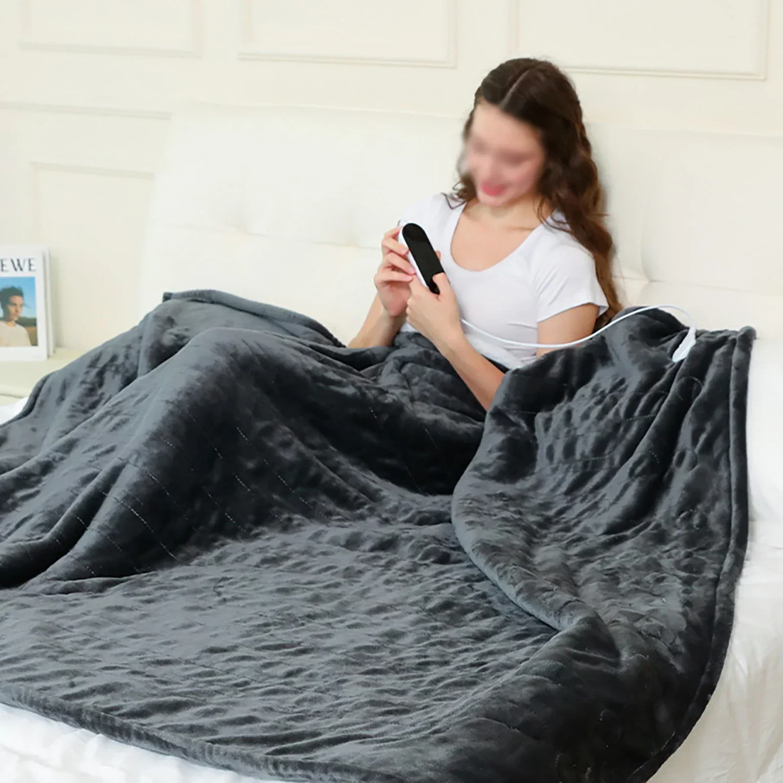 127X152cm Electric Heating Blanket Flannel Soft Heated Throw Blanket with 9 Heating Levels 4 Hours Auto-Off Warm Body Blanket