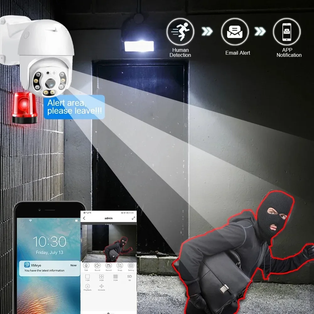 Kit de cámara CCTV para exteriores PTZ de 8MP con NVR Pan Tilt, seguimiento humano, Audio bidireccional, sistema de seguridad PoE 4K de 16 canales, red IP para apartamentos