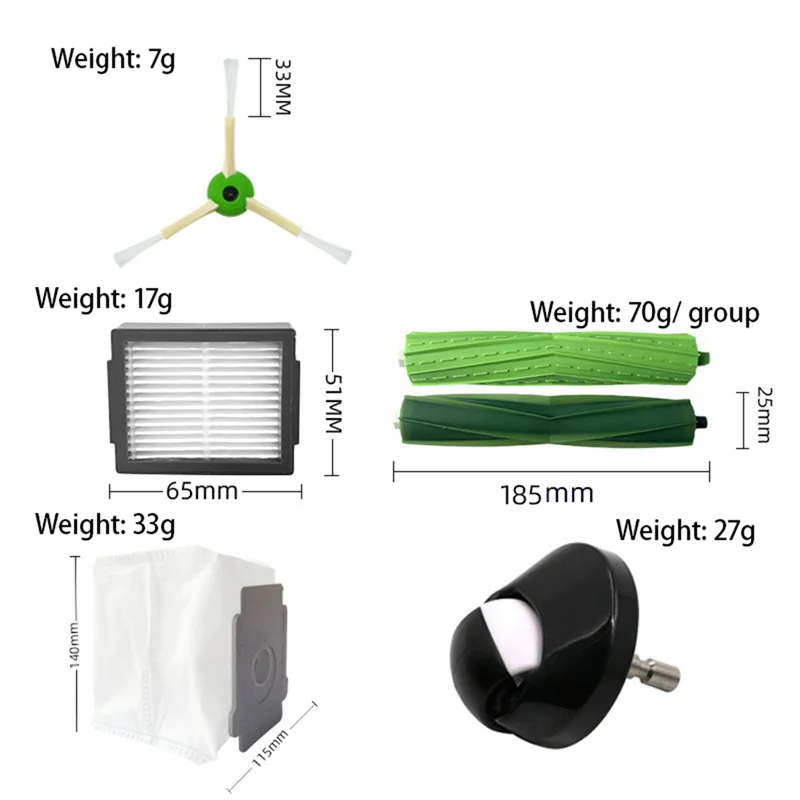Por que-adequado para irobot varrendo robô substituição i7 j7 e5 e6 i3 principal escova lateral filtro núcleo saco de pó