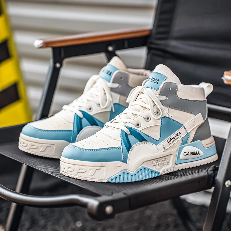 

Большой размер 48, высокие туфли для скейтборда, мужские синие дизайнерские туфли в уличном стиле, мужские уличные нескользящие мужские повседневные кроссовки на платформе