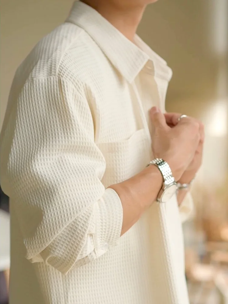 

Мужская длинная рубашка-накидка в корейском стиле, люксовая, с защитой от солнца, модная, повседневная, высококачественная, большого размера, свободного кроя, корейская версия