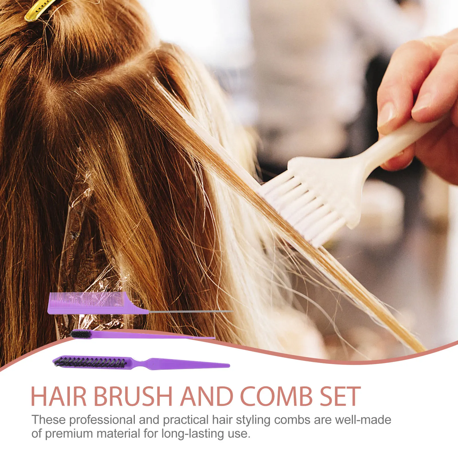 

1 set 1 Set Hair 3 Row Barber Professional Haircutting Tail Pintail Comb Styling Comb For Smooth Scalp Durable Plastic