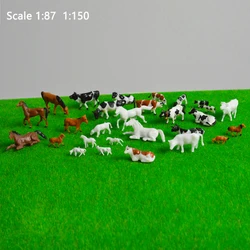 Modelo a escala HO/N, caballos en miniatura, vacas, animales de granja 1:87 1:150, juguetes de plástico ABS para Pradera, diseño de escena, Kits Diorama, 10 piezas