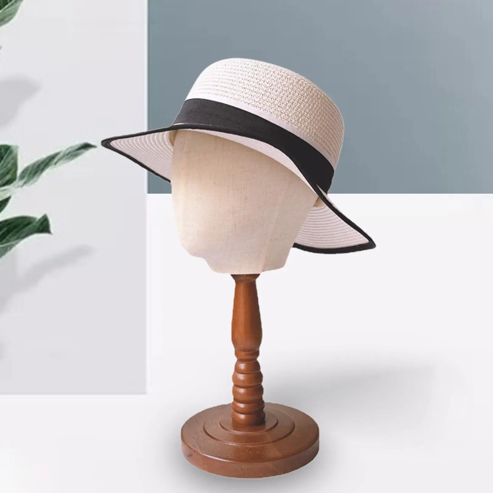 Mannequin Head Hat Rack Portable Professional Hat Display Stand Wooden Base Stable Free Standing for Home Wig Shopping Mall Cap