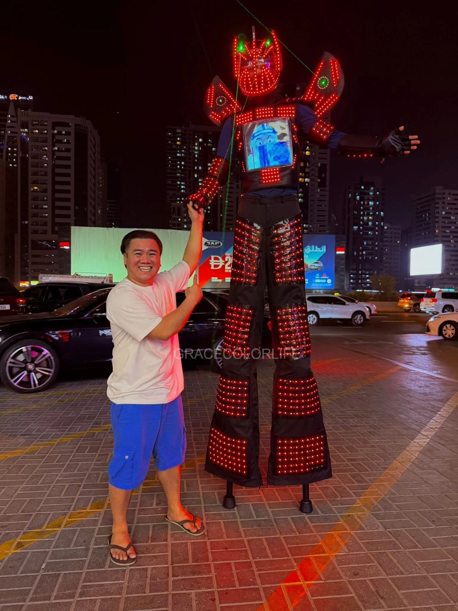 Dancer LED Robot Costume for Men Light up Bluetooth Suit with Remote Control Multi Modes for Stage Performance And Halloween