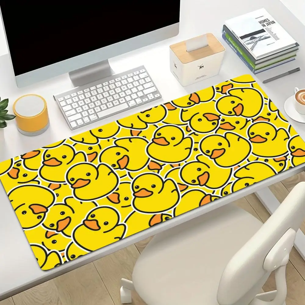 Hand Drawn Line Yellow Rubber Duck Seamless Pattern table mat large size games office  keyboard accessories mousepad laptop