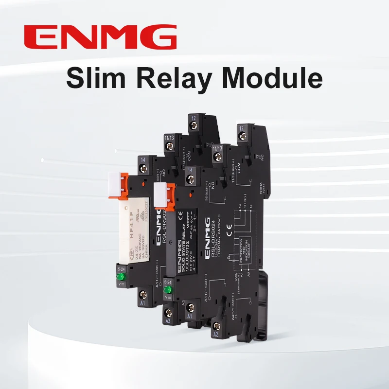 

ENMG Interface-Type Slim Intermediate Relay HF41F-24-ZS, DC 5V/12V/24V, DIN Rail Mounting Kit with DC Module Jumper Bar lights.