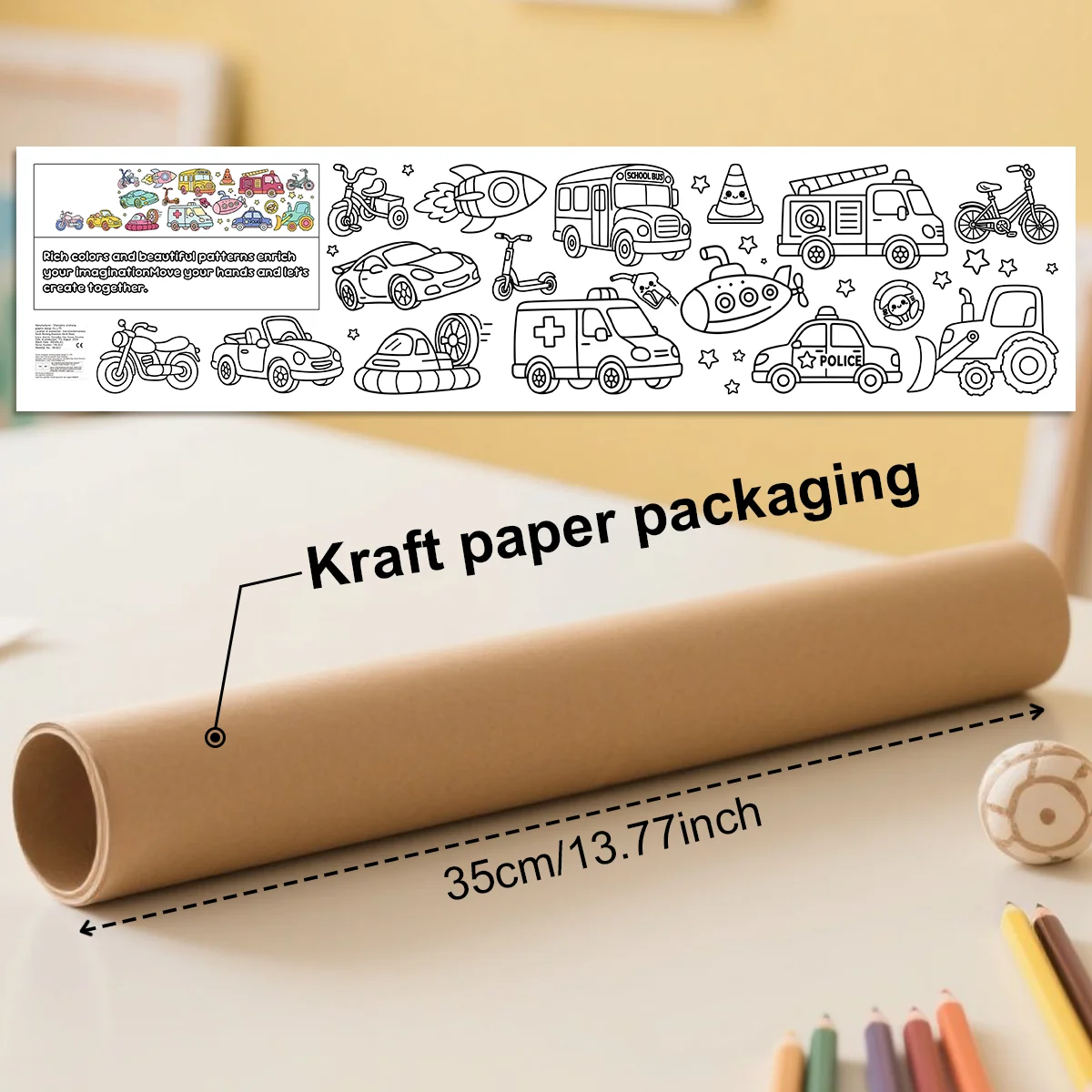 Rollo de dibujo DIY para niños, rollo de papel de pintura con relleno de Color, espacio bonito, juguete educativo para niños