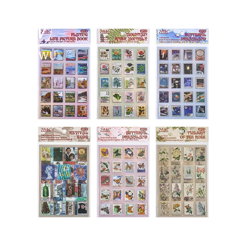 JIANWU 8 Sheets Misty Winter Berlin Series Vintage Stamp Material Collage PET Sticker Creative DIY Journal Stationery