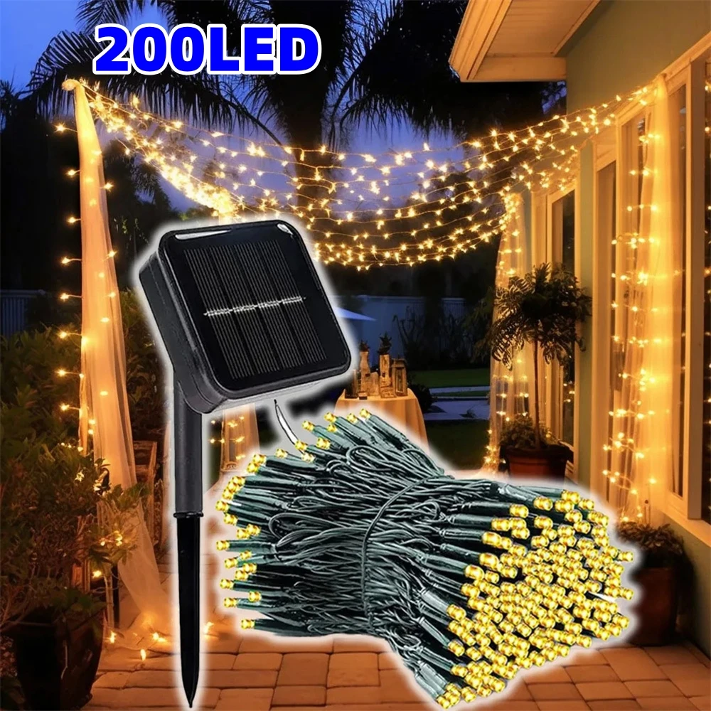 

Solar Powered Garland Fairy String Lights 8 Mode Outdoor Garden Lamp for Christmas Wedding Party Festoon Decor 100/200 LEDs