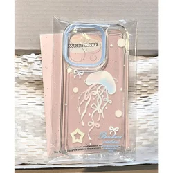 Colorful Star Jellyfish Bow Phone Case For iPhone 14 13 11 15 16 Pro Max 12 XS XR X 8 7 Plus SE Y2K 2022 14Pro 13Pro Soft Cover