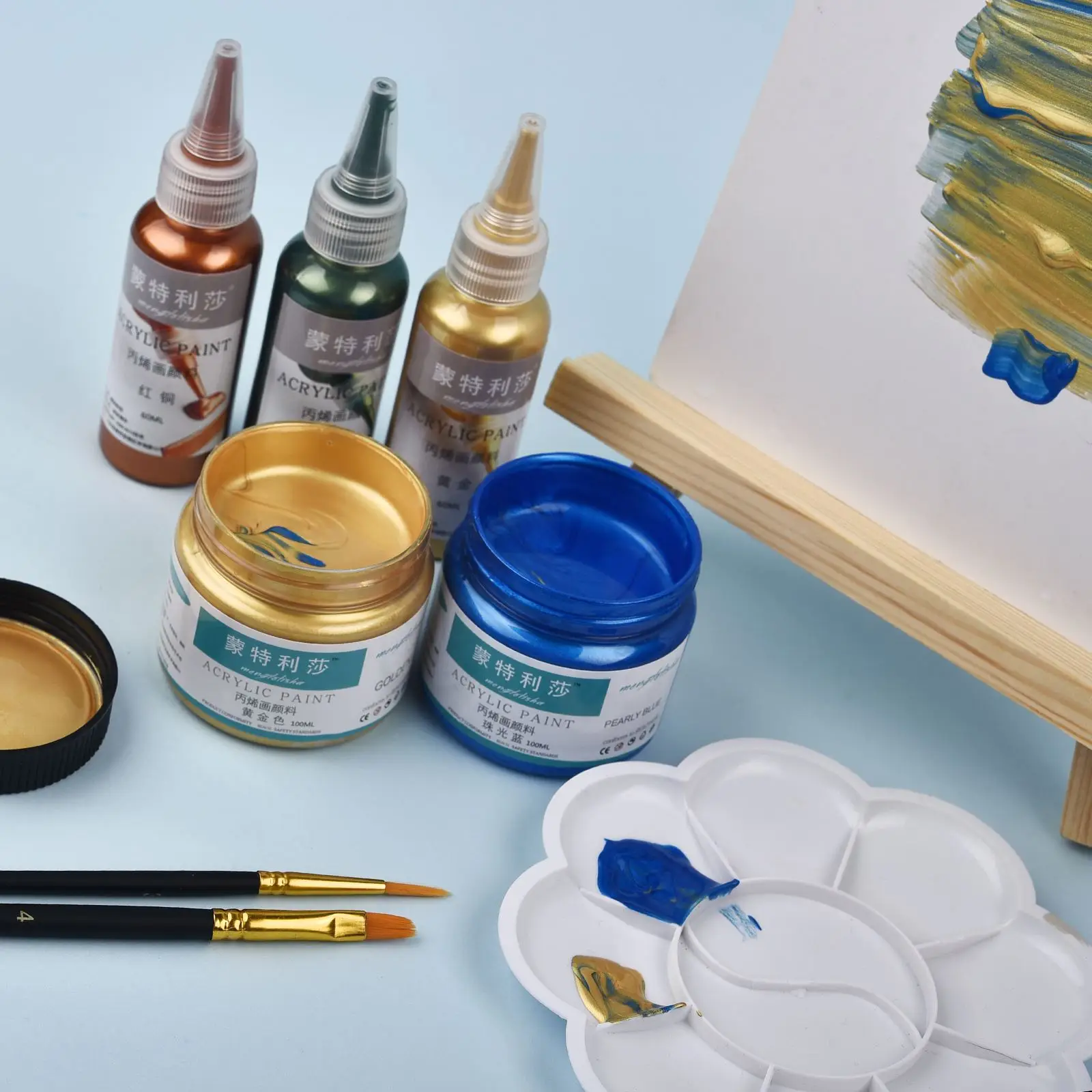 7 Colors 60ml/Bottle Metallic Pearlitic Acrylic Paint Art Pigment For Epoxy Resin Jewelry Making Handmade DIY Resin Pigment view 3