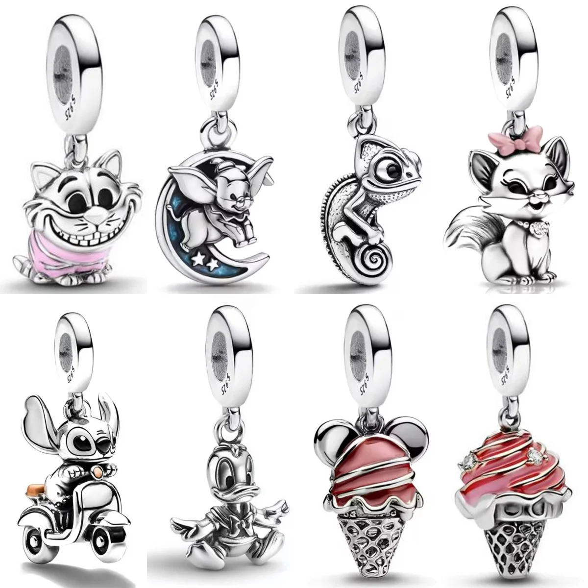 2026 جديد 925 حلية فضية فلامنغو وماوس ثلج الكرتون الأميرة الخرزة مجوهرات تناسب المرأة محلية الصنع هدايا مجوهرات رائعة