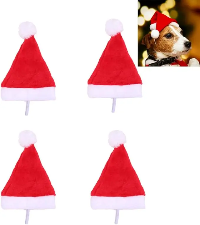 Christmas Decoration Pet Santa Hat Dog Christmas Small Hat Red Plush Hat Pet Hat Clothes Dog Cat Pet Santa Hat Red Christmas Hat