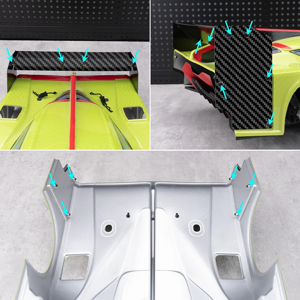 AXSPEED Carbon Fiber +Alu Alloy Side Spoiler Rear Wing Plate Bracket for ARRMA VENDETTA 3S 1/8 RC Car Upgrade Parts Accessories