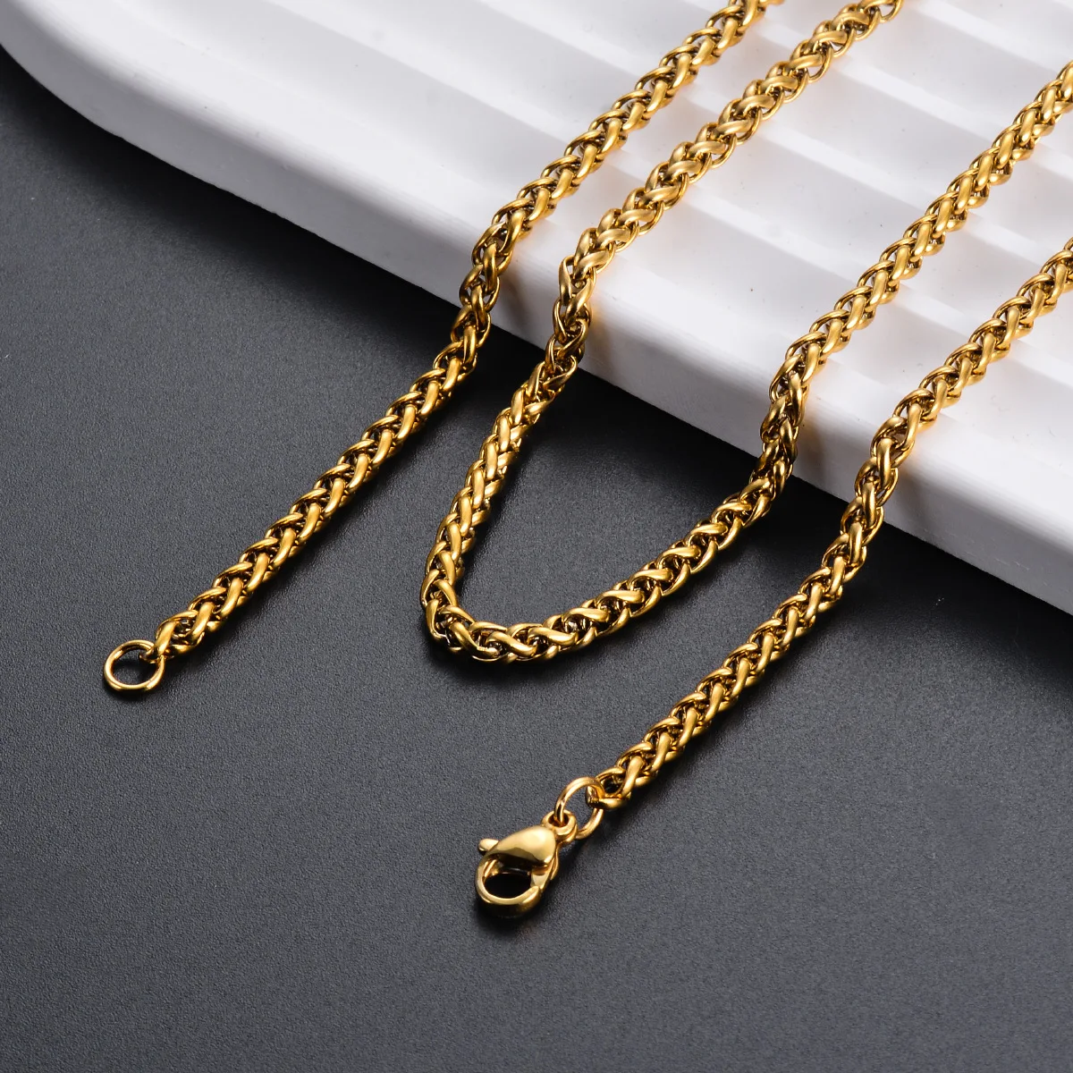1Pice Width 3-6mm Link Chain Necklace for Men Women Gold Color Stainless Steel Chain Necklace 16-40 inches