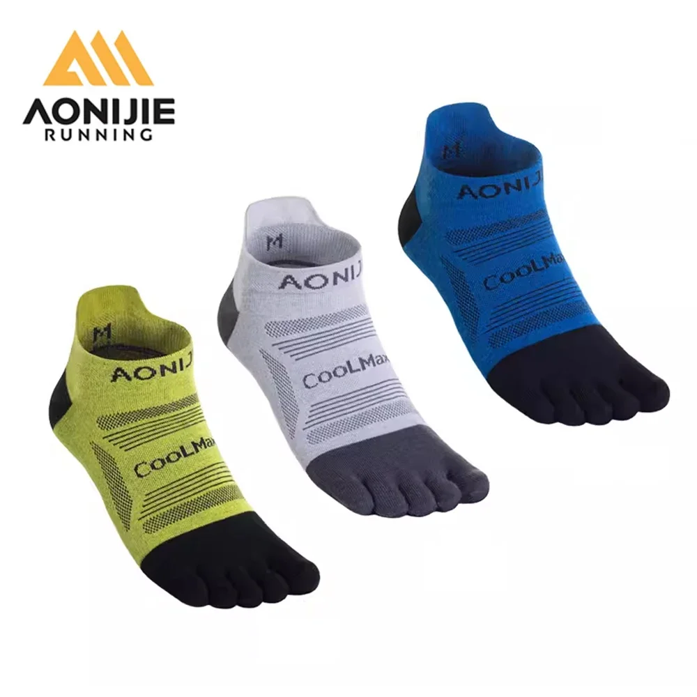 AONIJIE E4839 3 Pairs/Set Unisex Upgraded Athletic Running Low Cut Five Toe Socks Marathon Toesocks for Race Tranning