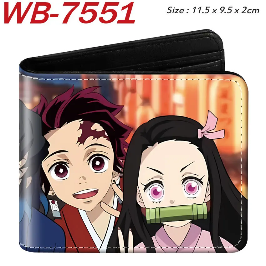 

Demon Slayer Anime Kamado Tanjiro Nezuko Figures Cartoon Print Fashion Wallet Pu Change Storage Card Bag Gift