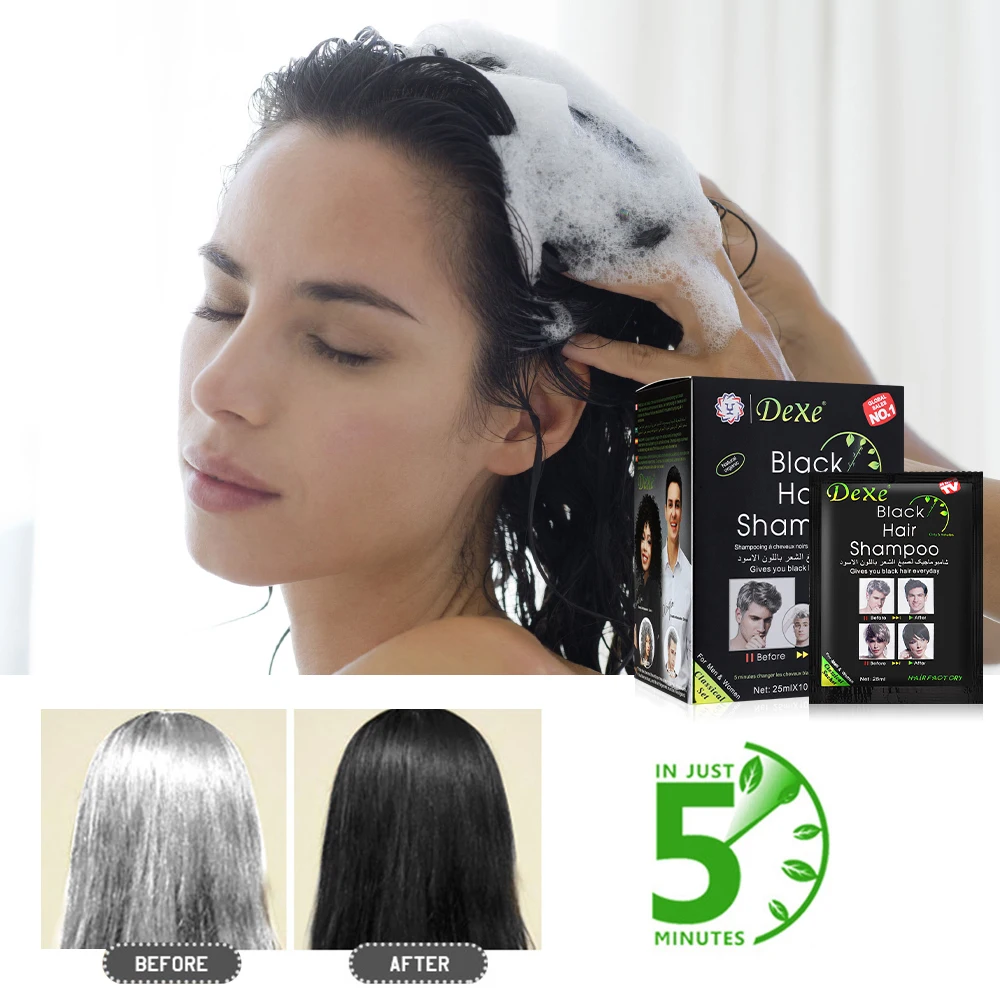 250ml Fast Coloring Black Hair Dye Shampoo Organic Natural Plant Repair Gray White Hair Color Shampoo For Man Woman Hair Care