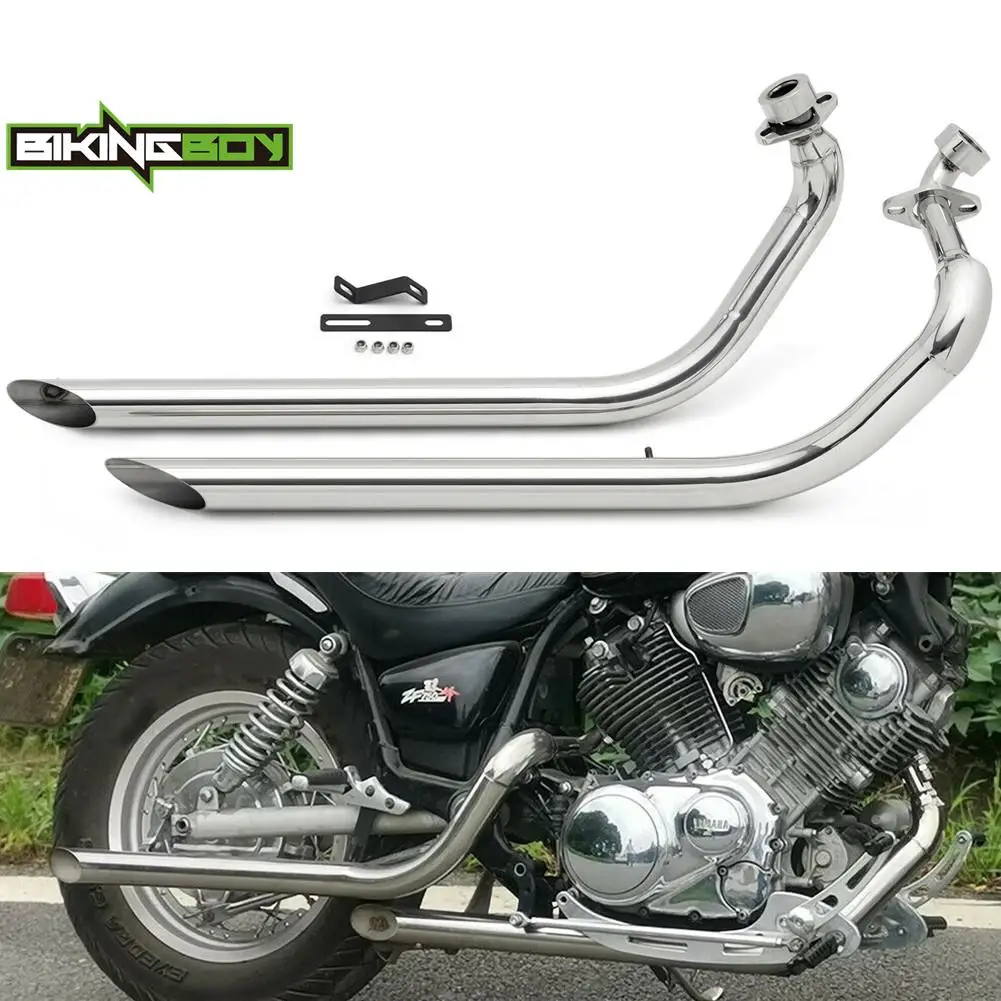 BIKINGBOY Muffler Exhaust Pipe Silencer For Yamaha Virago XV 750 XV1100 XV 1100 S Special 86 87 88 89 90 91 Shortshot Staggered