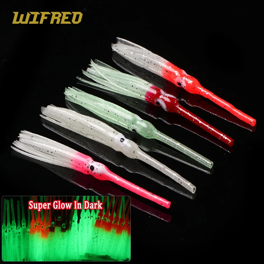 Luminous Long Mouth Octopus Fishing Lure Soft Silicone Squid Skirt Saltwater Fishing Lure Baits Sabiki Rigs Making Material