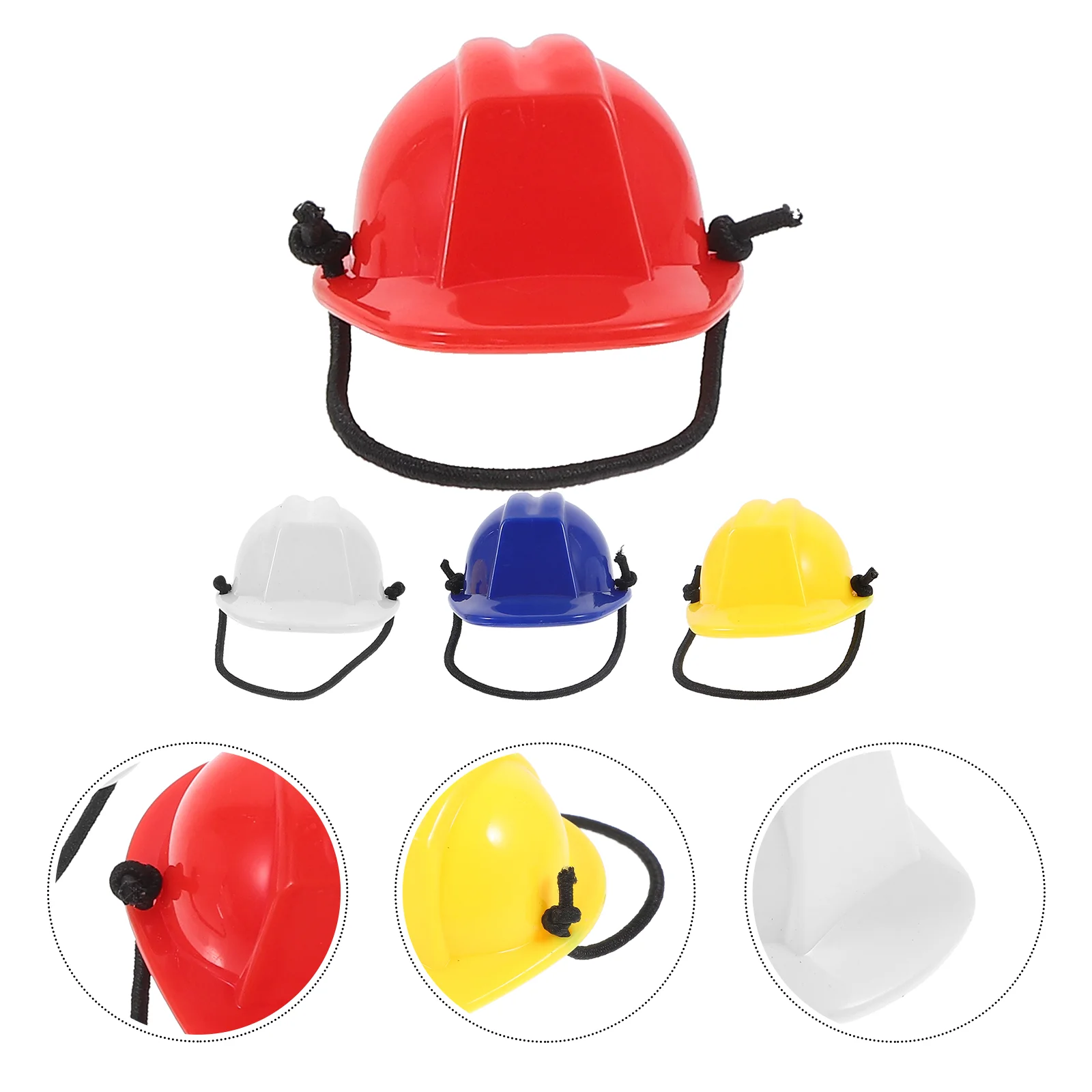 4 Pcs Pet Safety Mini Helmets Hard Hat Model Construction Miniature Plastic Worker