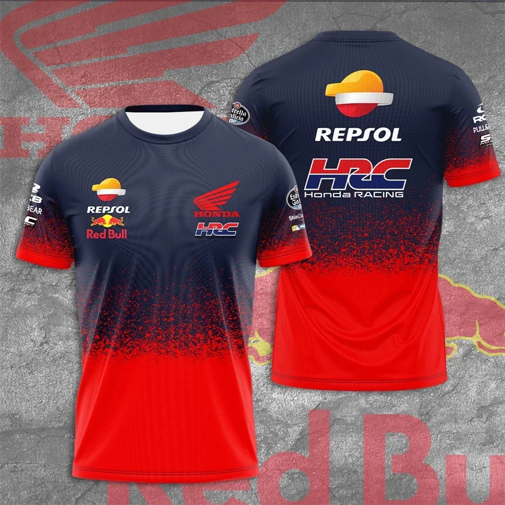 

Летняя мужская футболка Honda с коротким рукавом, простой минималистичный стиль, быстросохнущий трикотаж, спортивный бренд гоночного автомобиля на мотоциклах ​