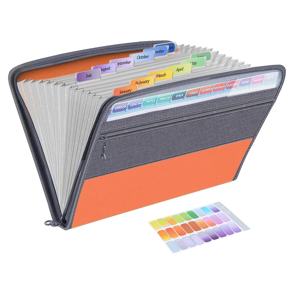 

13 Pocket File Folder Storage Rack,File Box Storage Bag,with Zipper, Suitable for A4 Paper, Banknotes,Document Receipt D