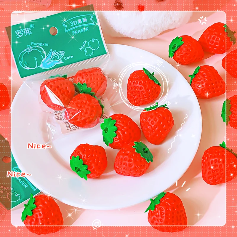 Kawaii Stationery items Aesthetic stationery supplies back to school acsesories strawberry Eraser drawing rubber school stuff