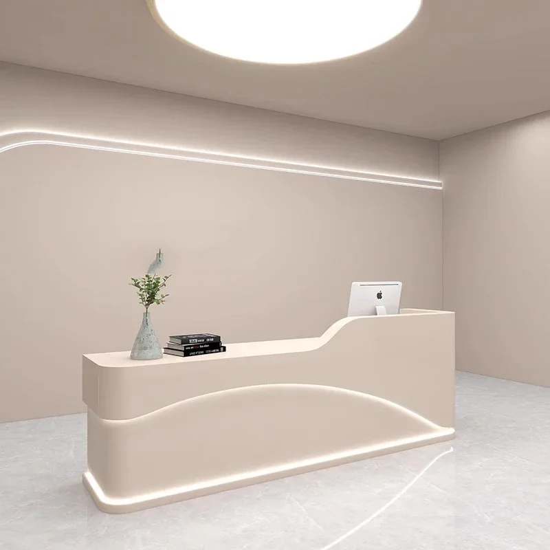 

Wood Beauty Salon Reception Desk White Gym Hotel Drawer Reception Desks Basses Simple Clinic Mesa Escritorio Luxury Furniture