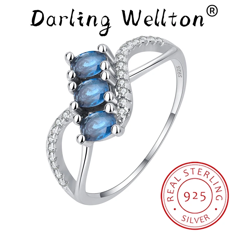 Creative Openwork Number 8 Six-Jawed Sapphire Couple Ring For Women 100& Original Sterling Silver Wedding Gift Jewelry