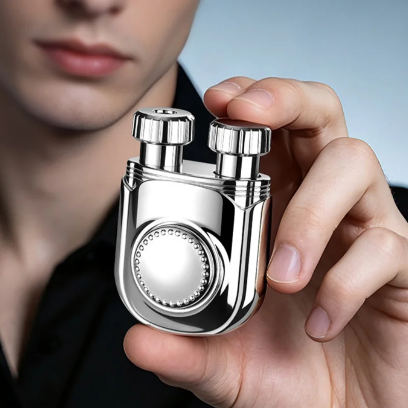 Novel Cool Premium Triple Rotation Fidget Jet Torch Cigar Lighter Windproof Flame Butane Zinc Alloy Men Collection Festival Gift