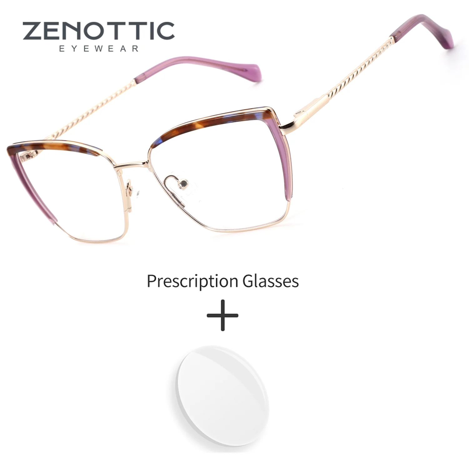 

ZENOTTIC (M Size) Butterfly Metal Prescription Eyeglasses Photochromic Blue Light Blocking Reading Glasses for Women
