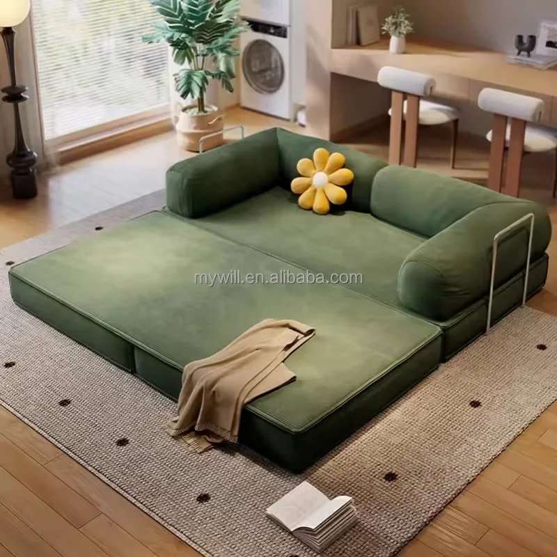 Coofull Sofa Set Furniture, Box Sofa, Compression Sofa Living Room Small Unit Three Person French Fabric Straight Sofa Bed