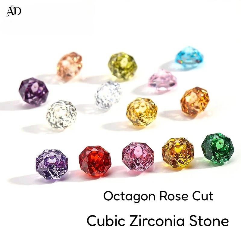 

Excellent Natural Colorful Cubic Zirconia Stone Octagon Rose Cut High Carbon Diamond For diy Jewelry Setting&Custom